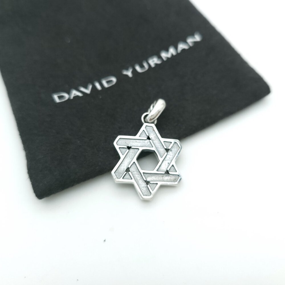 David Yurman Sterling Silver 19mm Star of David Amulet Tag Pendant